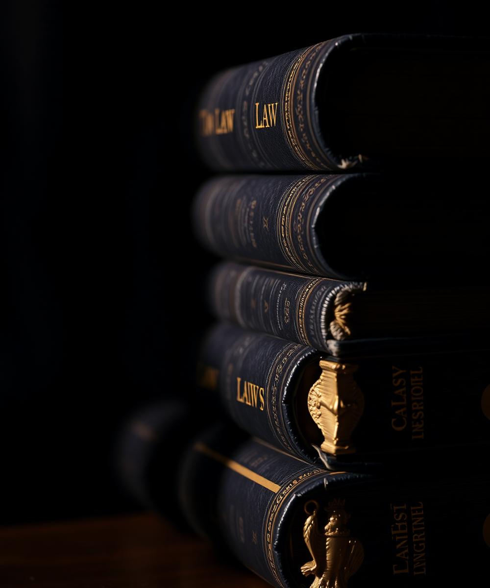 Stack of leather-bound law books